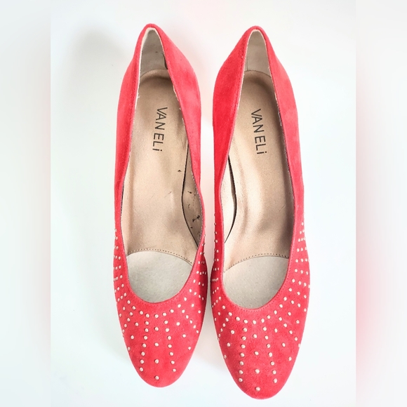 Vaneli Women's Burnt Orange Genuine Suede Leather Platform Stacked Heel Size 9 N - Picture 4 of 10